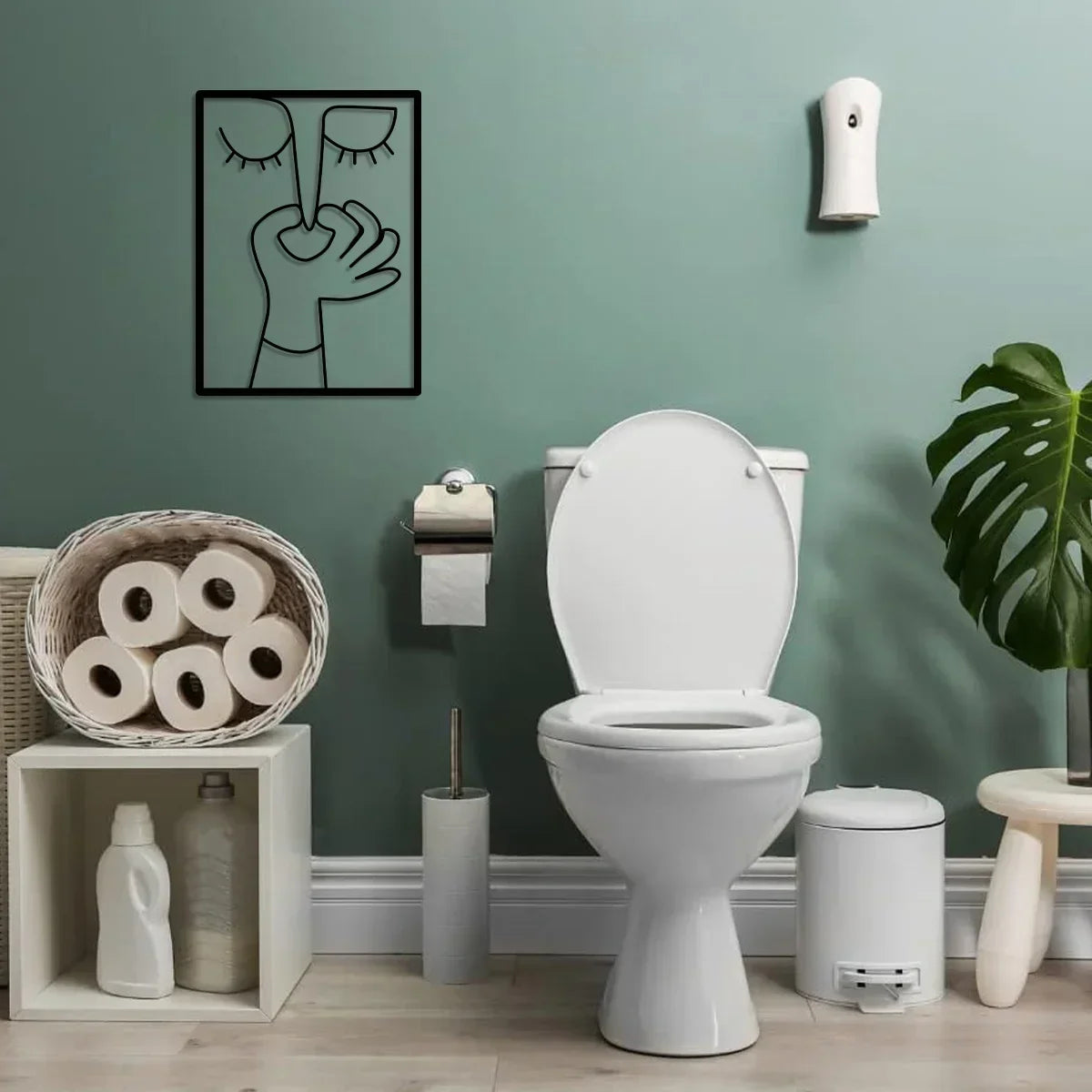 Minimal Line Art – Funny Metal Wall Sign for Bathroom