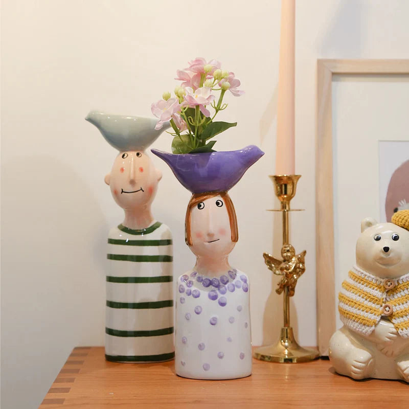 Ceramic Vase Home Decor – Artistic Desktop Sculpture & Flower Arrangement Pot