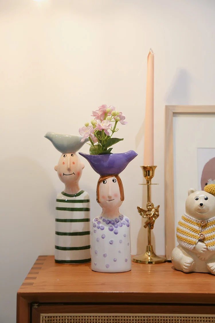 Ceramic Vase Home Decor – Artistic Desktop Sculpture & Flower Arrangement Pot