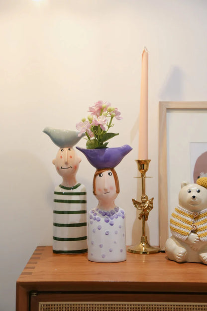 Ceramic Vase Home Decor – Artistic Desktop Sculpture & Flower Arrangement Pot