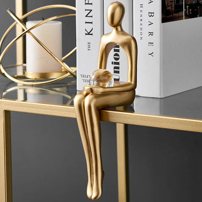 Gold Thinker Statue – Modern Shelf & Table Decor