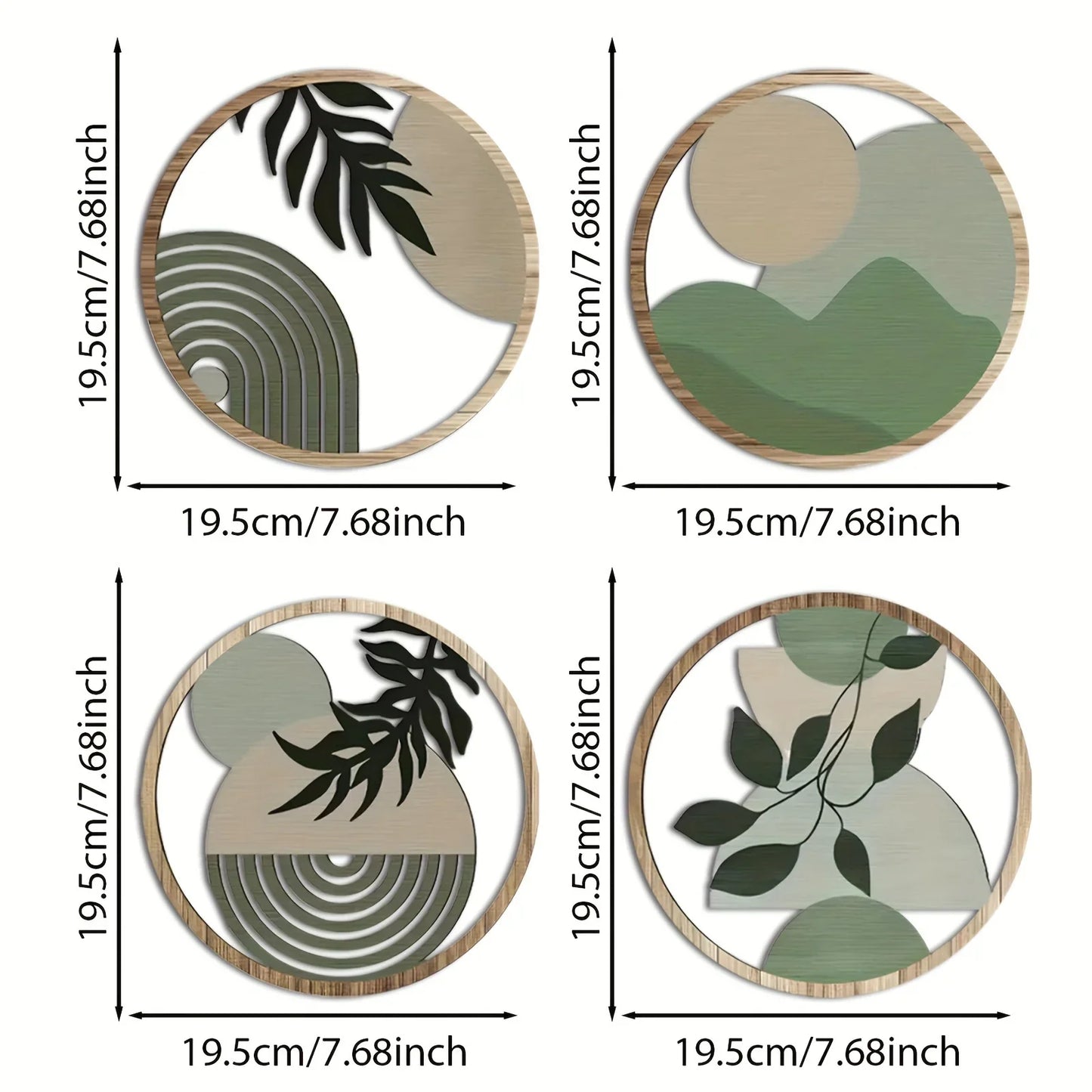 4-Piece Boho Wooden Wall Art – Rustic Farmhouse Hanging Decor