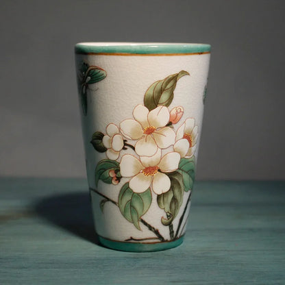 Floral Ceramic Bathroom Set – Toothbrush Holder, Cup & Lotion Bottle