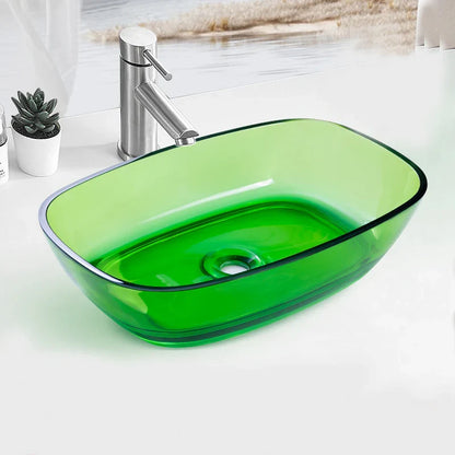 Colorful Rectangular Resin Vessel Sink – Countertop Bathroom Basin (9077)