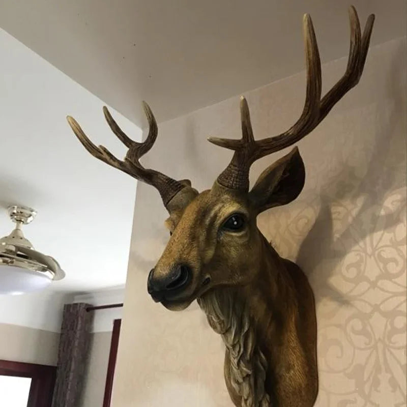 17" Faux Deer Head – Rustic Farmhouse Wall Decor with Antlers