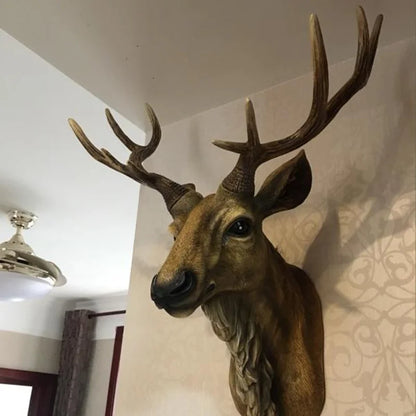 17" Faux Deer Head – Rustic Farmhouse Wall Decor with Antlers