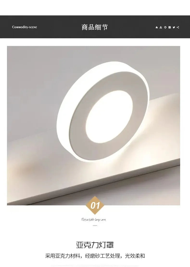 LED Wall Lamp – Mirror Front Light for Bathroom, Bedroom & Makeup Decor