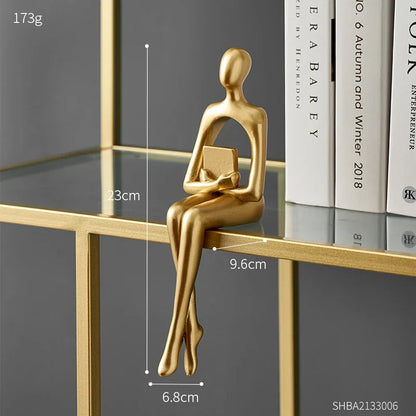 Gold Thinker Statue – Modern Shelf & Table Decor