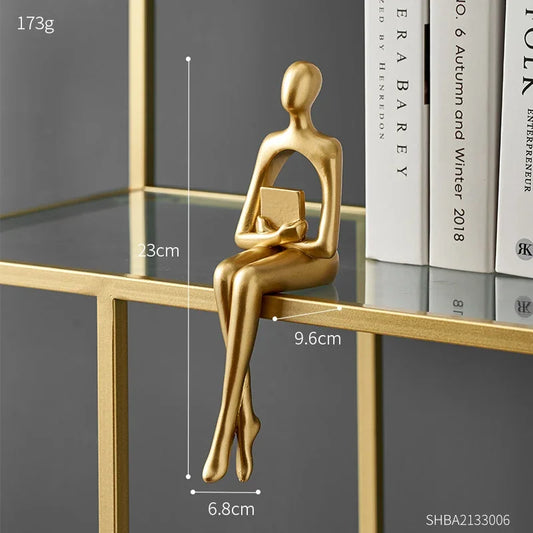 Gold Thinker Statue – Modern Shelf & Table Decor