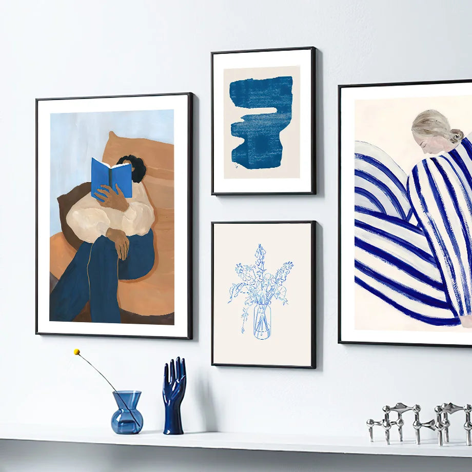 Abstract Girl Book Vase Canvas Art