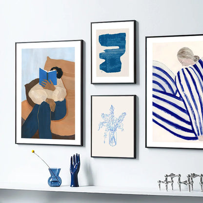 Abstract Girl Book Vase Canvas Art