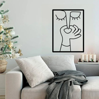 Minimal Line Art – Funny Metal Wall Sign for Bathroom