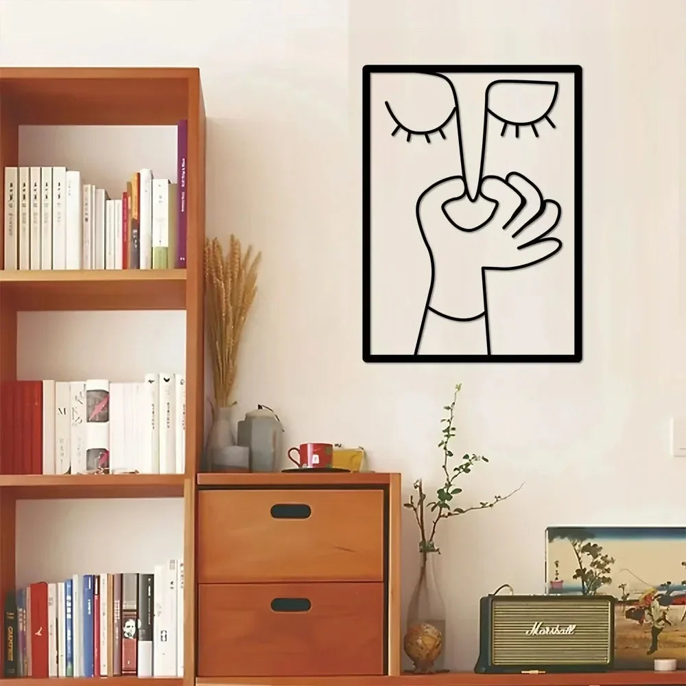 Minimal Line Art – Funny Metal Wall Sign for Bathroom