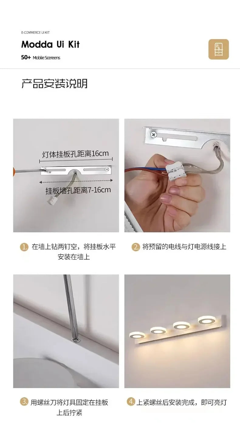 LED Wall Lamp – Mirror Front Light for Bathroom, Bedroom & Makeup Decor