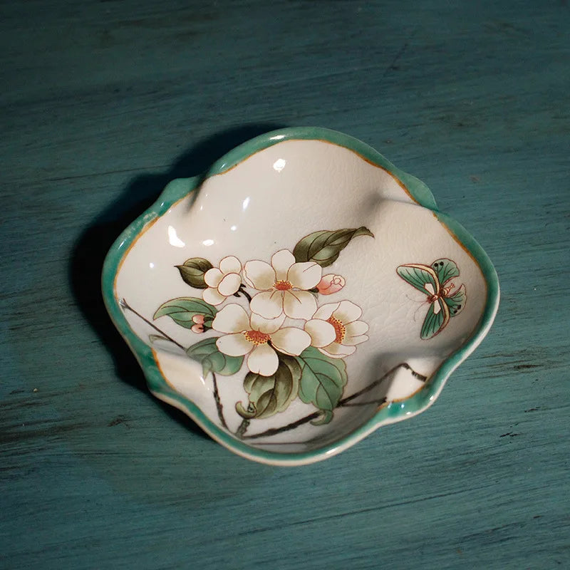 Floral Ceramic Bathroom Set – Toothbrush Holder, Cup & Lotion Bottle