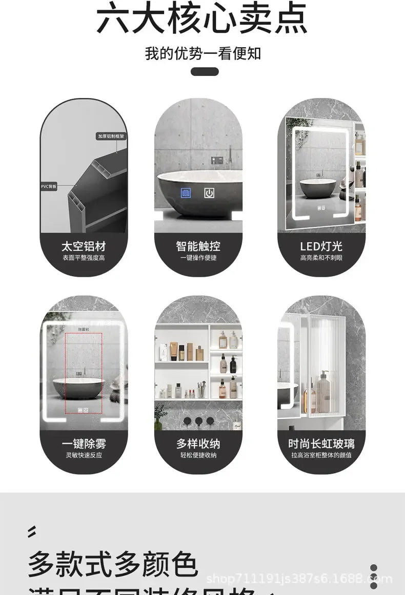 LED Bathroom Mirror Cabinet – Wall-Mounted Vanity with Storage