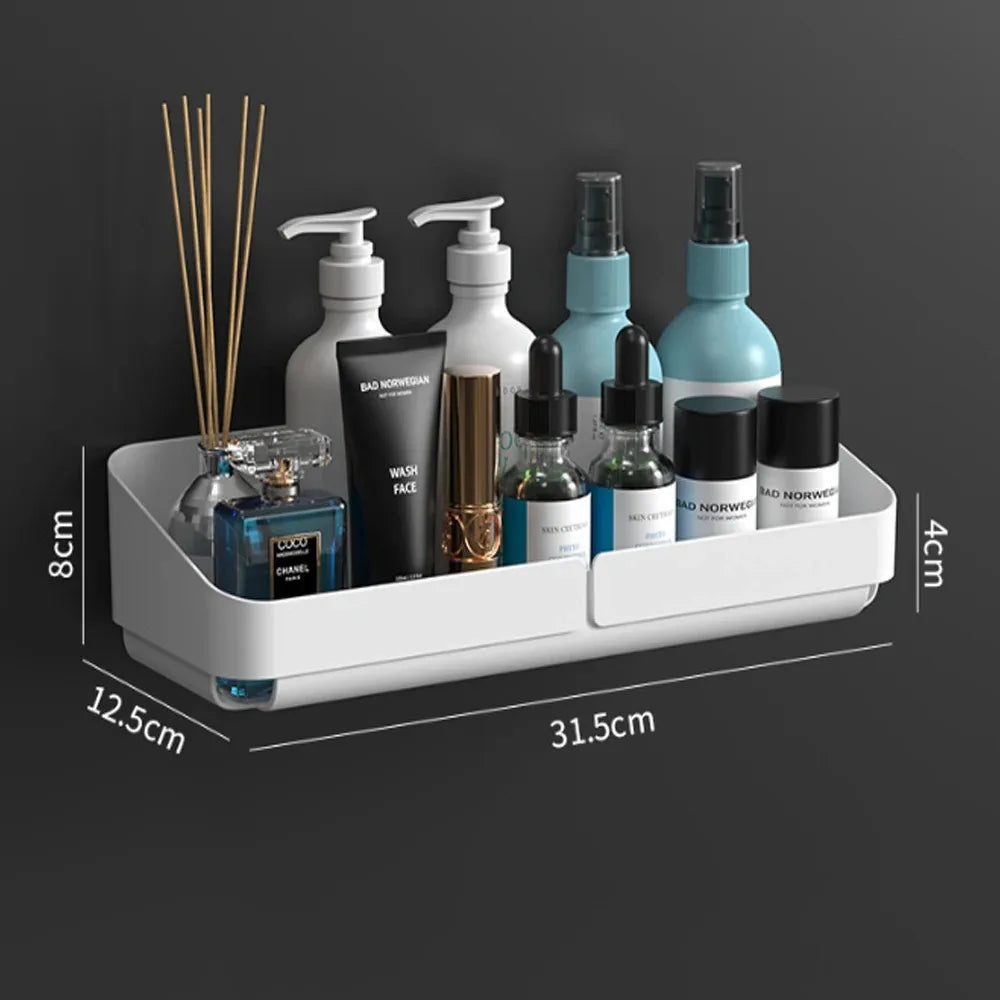 No-Drill Bathroom & Kitchen Wall Shelf – Makeup, Spice & Shower Organizer