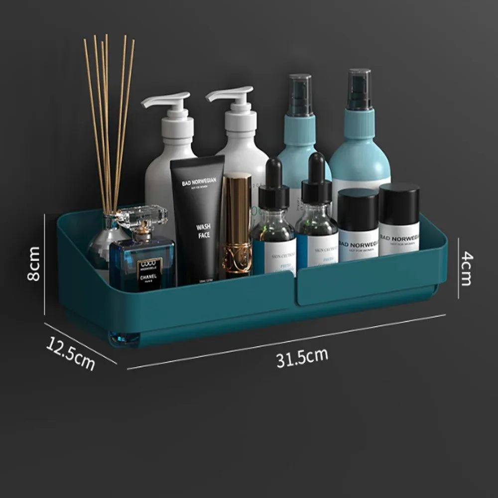 No-Drill Bathroom & Kitchen Wall Shelf – Makeup, Spice & Shower Organizer