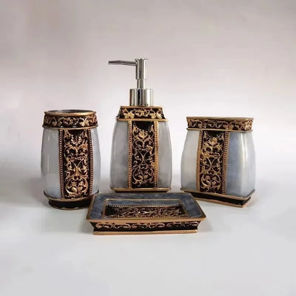 Resin Bathroom Accessories Set – Toothbrush Holder & Shower Decor Essentials
