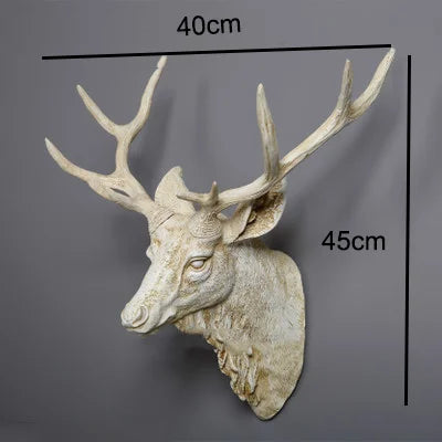 17" Faux Deer Head – Rustic Farmhouse Wall Decor with Antlers