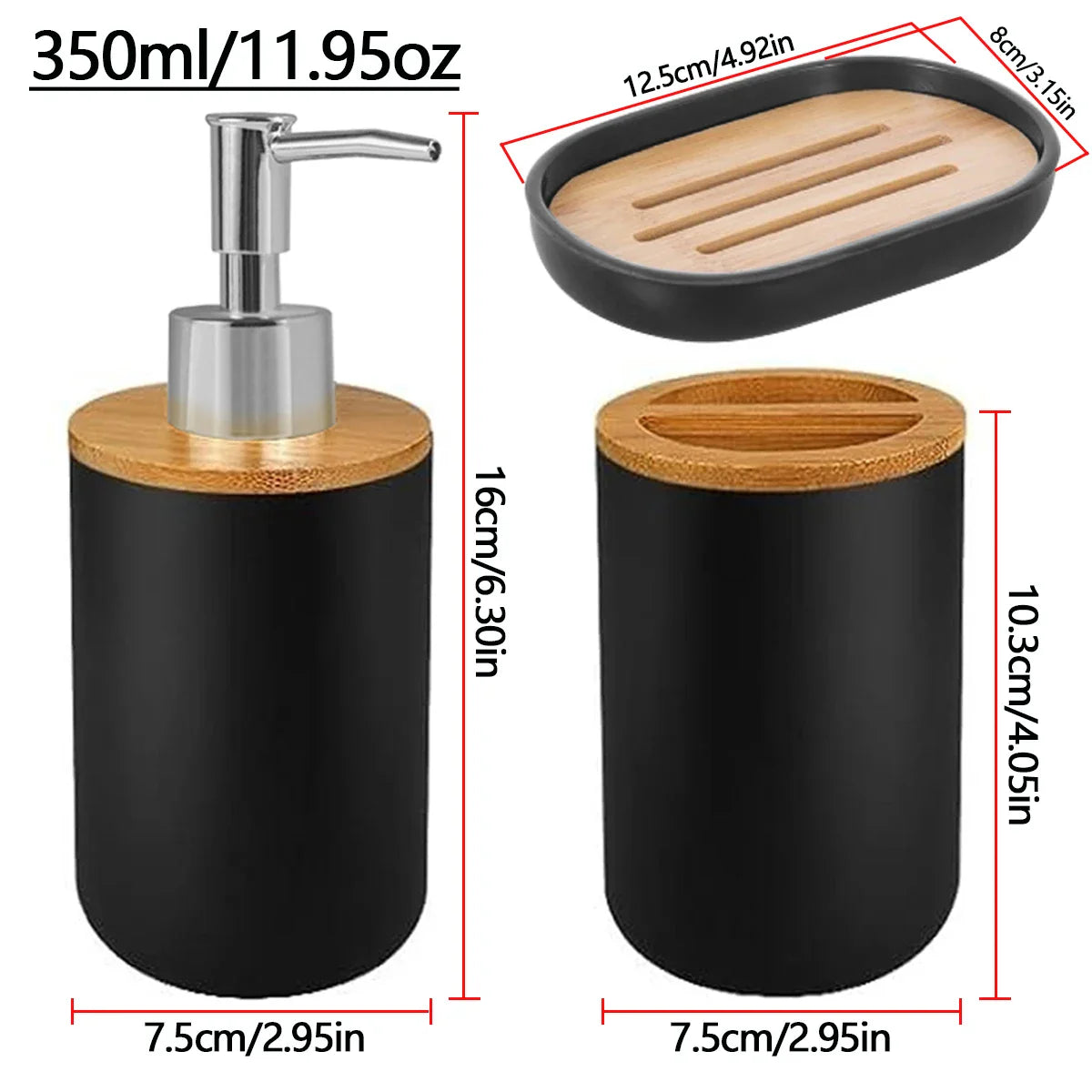 Bathroom Set – Soap Dispenser, Toothbrush Holder & Soap Dish
