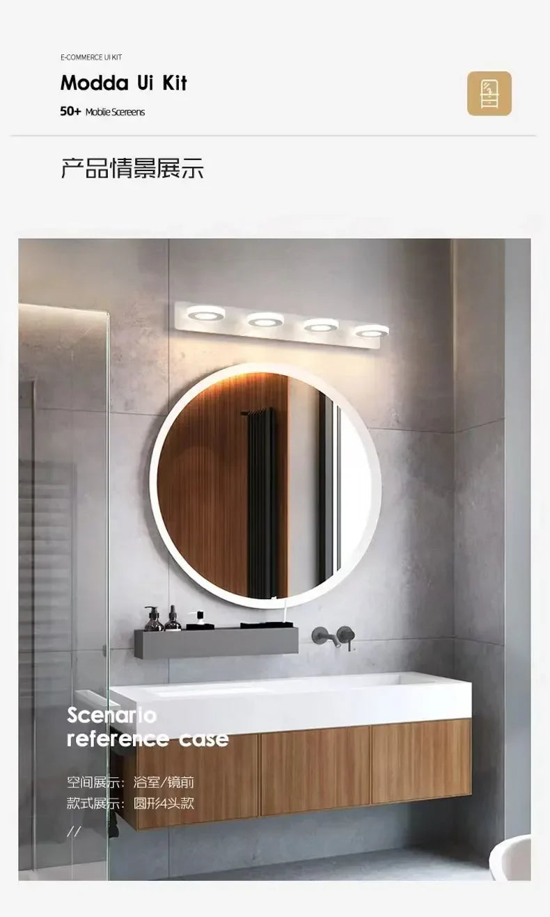 LED Wall Lamp – Mirror Front Light for Bathroom, Bedroom & Makeup Decor