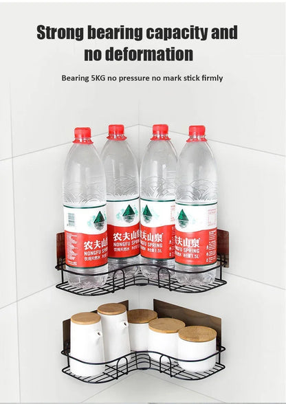 Wall Mounted Bathroom Corner Shelf – Iron Shower Storage Rack & Organizer