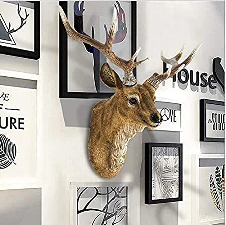 17" Faux Deer Head – Rustic Farmhouse Wall Decor with Antlers