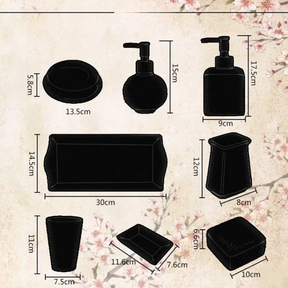 Floral Ceramic Bathroom Set – Toothbrush Holder, Cup & Lotion Bottle