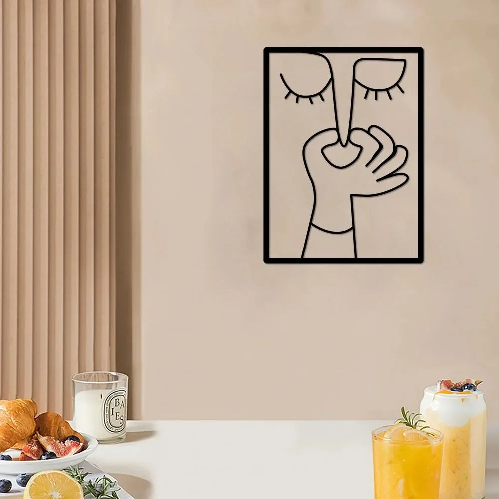 Minimal Line Art – Funny Metal Wall Sign for Bathroom