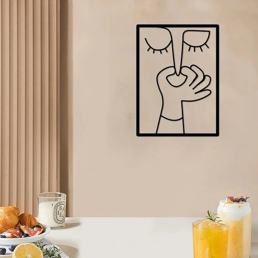 Minimal Line Art – Funny Metal Wall Sign for Bathroom