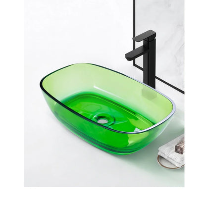 Colorful Rectangular Resin Vessel Sink – Countertop Bathroom Basin (9077)