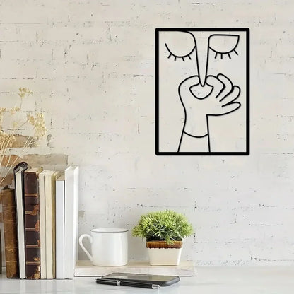 Minimal Line Art – Funny Metal Wall Sign for Bathroom