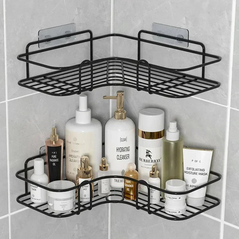 Wall Mounted Bathroom Corner Shelf – Iron Shower Storage Rack & Organizer