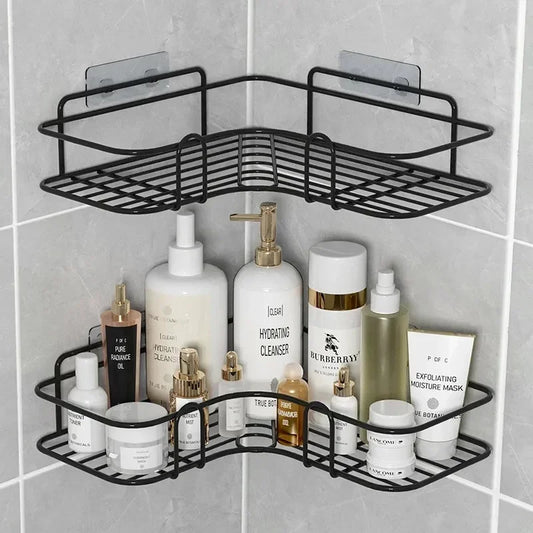 Wall Mounted Bathroom Corner Shelf – Iron Shower Storage Rack & Organizer