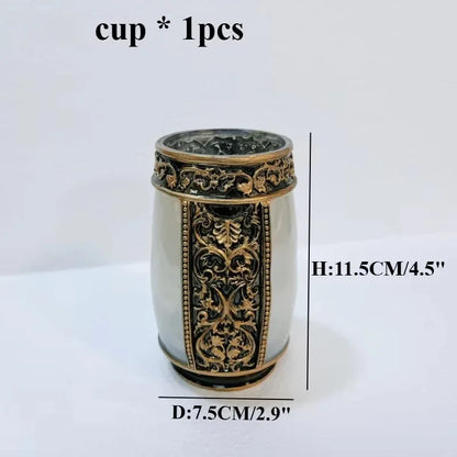 Resin Bathroom Accessories Set – Toothbrush Holder & Shower Decor Essentials