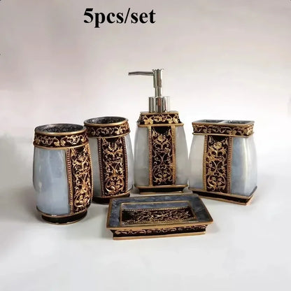 Resin Bathroom Accessories Set – Toothbrush Holder & Shower Decor Essentials