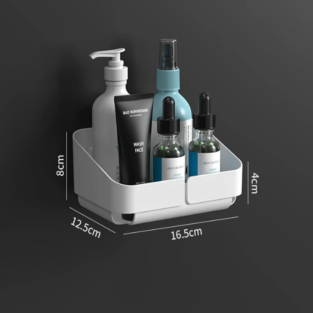 No-Drill Bathroom & Kitchen Wall Shelf – Makeup, Spice & Shower Organizer