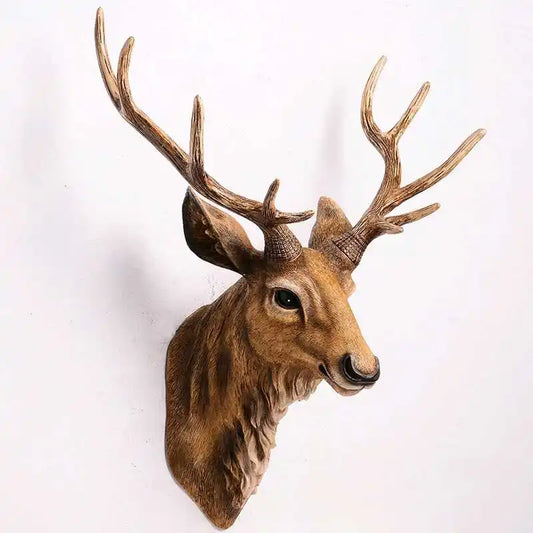 17" Faux Deer Head – Rustic Farmhouse Wall Decor with Antlers