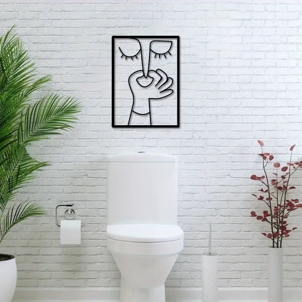 Minimal Line Art – Funny Metal Wall Sign for Bathroom