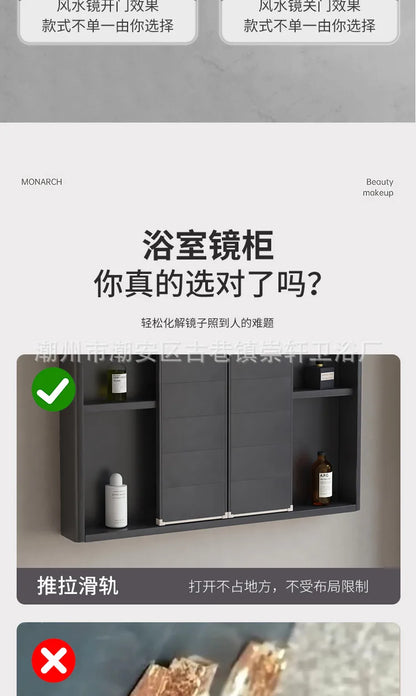 LED Bathroom Mirror Cabinet – Wall-Mounted with Defogger & Adjustable Shelf