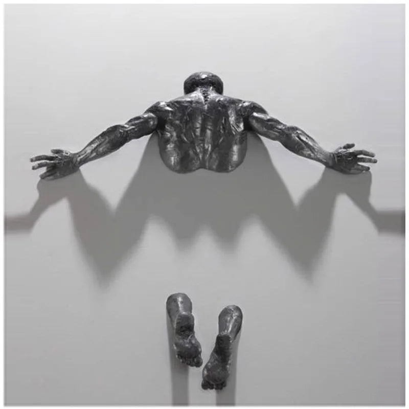 Wall Man Sculpture – Modern Resin Wall Art for Home & Living Room