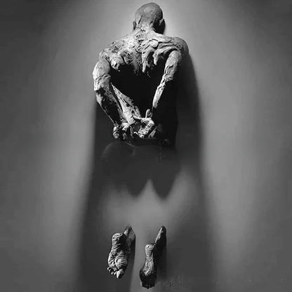 Wall Man Sculpture – Modern Resin Wall Art for Home & Living Room