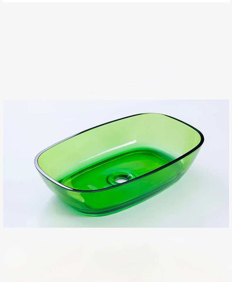 Colorful Rectangular Resin Vessel Sink – Countertop Bathroom Basin (9077)