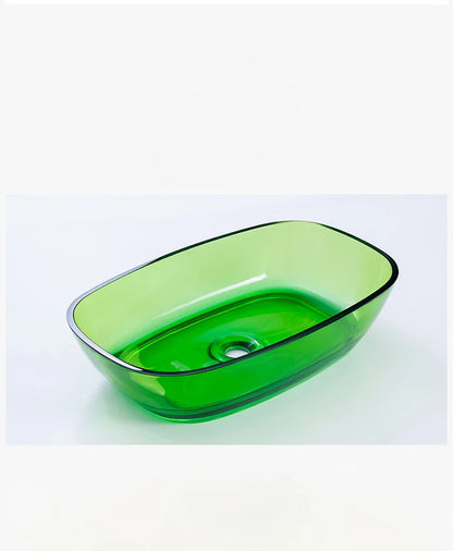 Colorful Rectangular Resin Vessel Sink – Countertop Bathroom Basin (9077)