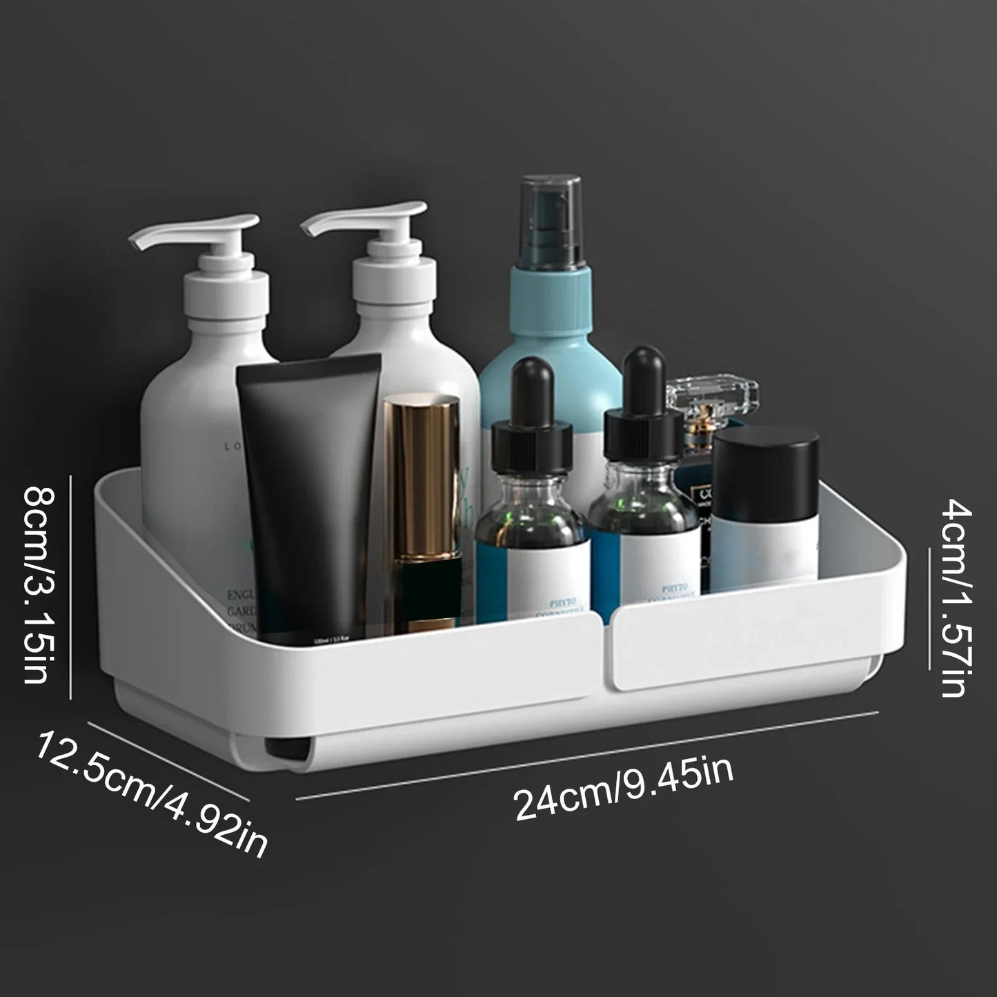 No-Drill Bathroom & Kitchen Wall Shelf – Makeup, Spice & Shower Organizer