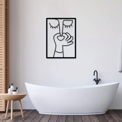 Minimal Line Art – Funny Metal Wall Sign for Bathroom