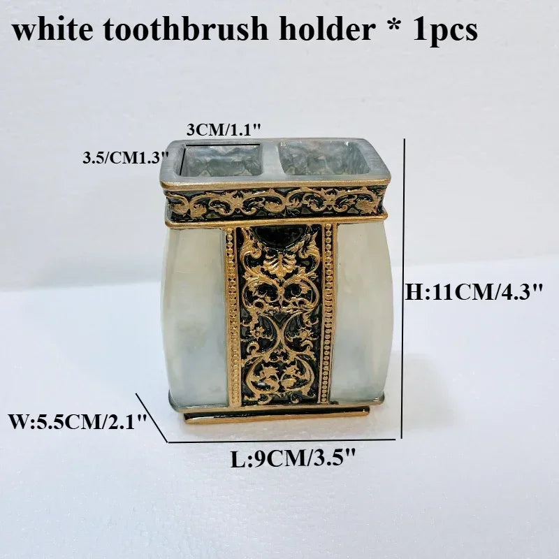 Resin Bathroom Accessories Set – Toothbrush Holder & Shower Decor Essentials