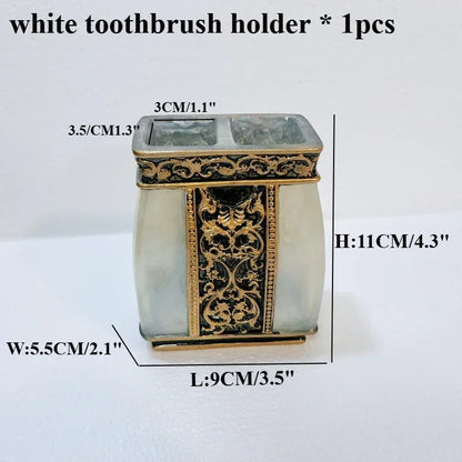 Resin Bathroom Accessories Set – Toothbrush Holder & Shower Decor Essentials