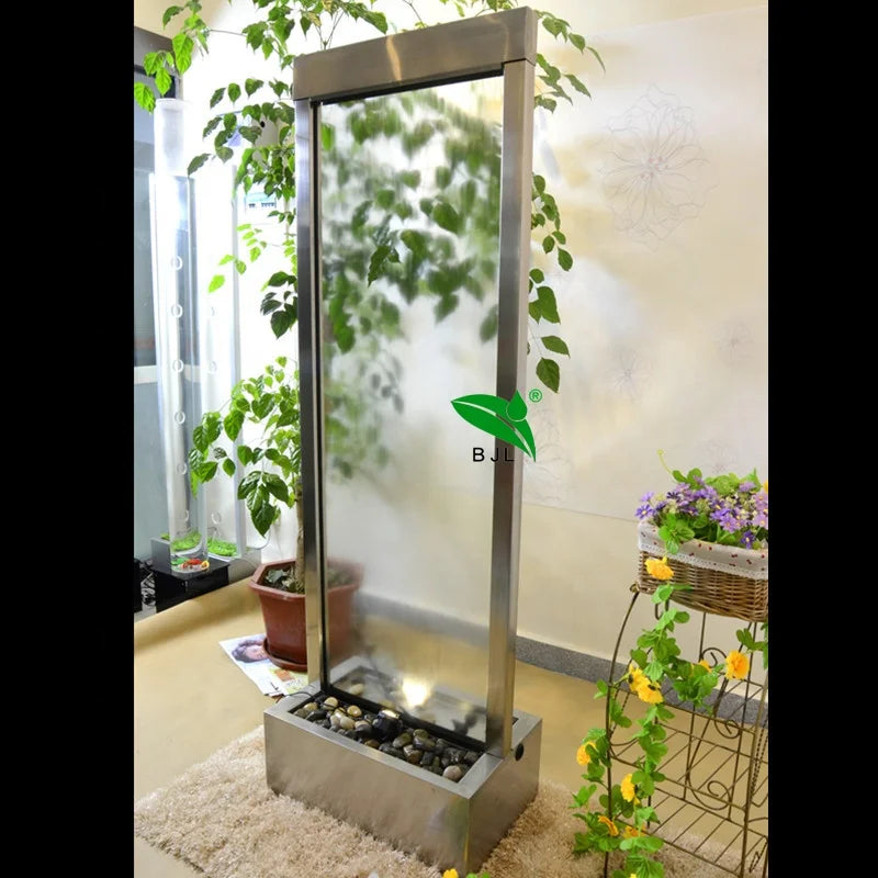 Custom Indoor Glass Water Fountain – Wall Partition Home Decor